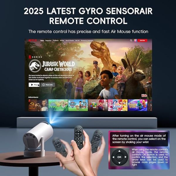 Proyector con WiFi-Bluetooth HD 4K 1080P 180° Rotable Compatibile con HDMI/TV Stick