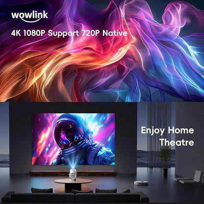 Proyector con WiFi-Bluetooth HD 4K 1080P 180° Rotable Compatibile con HDMI/TV Stick
